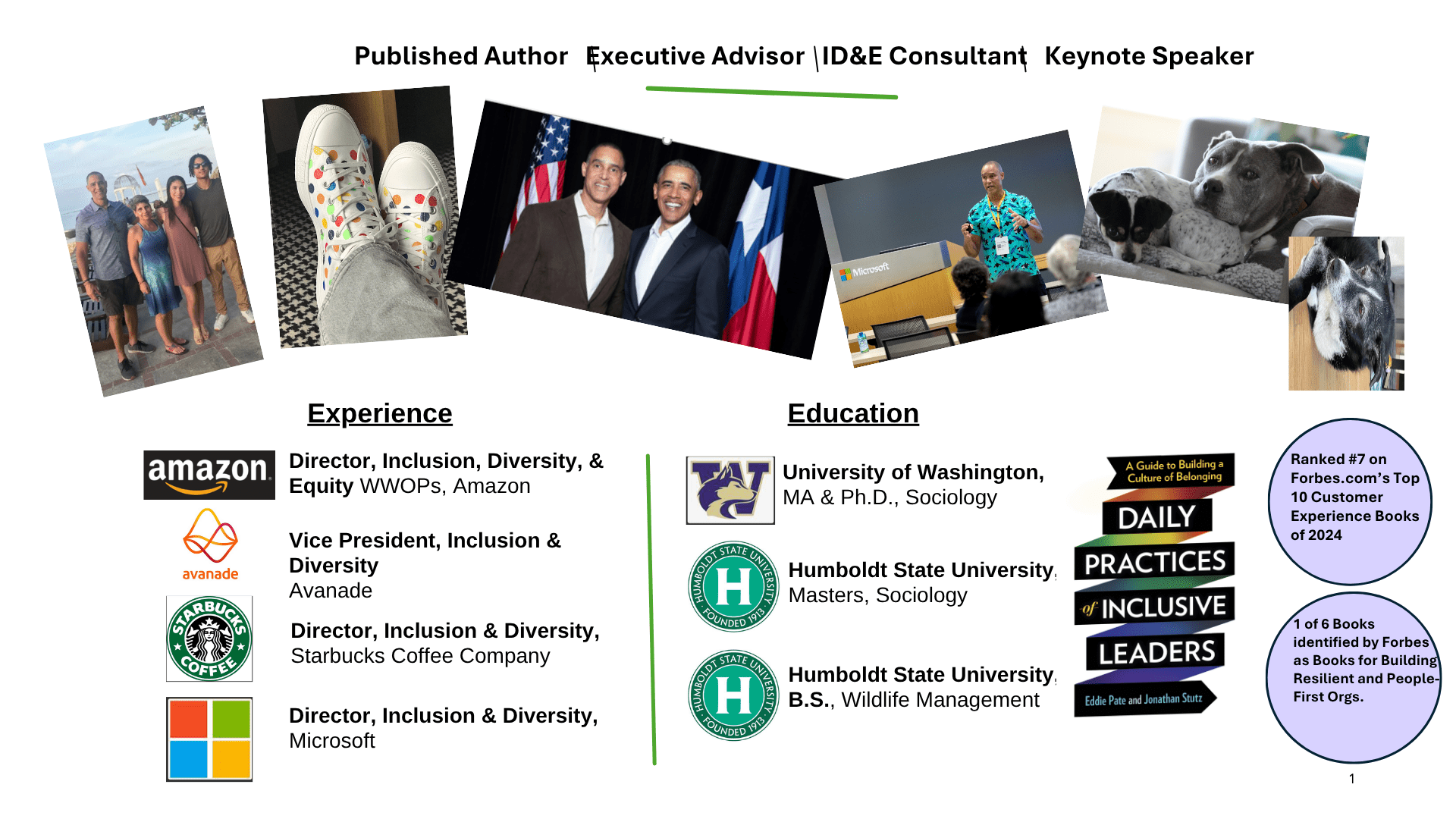 Eddie Pate Bio One slide with many details